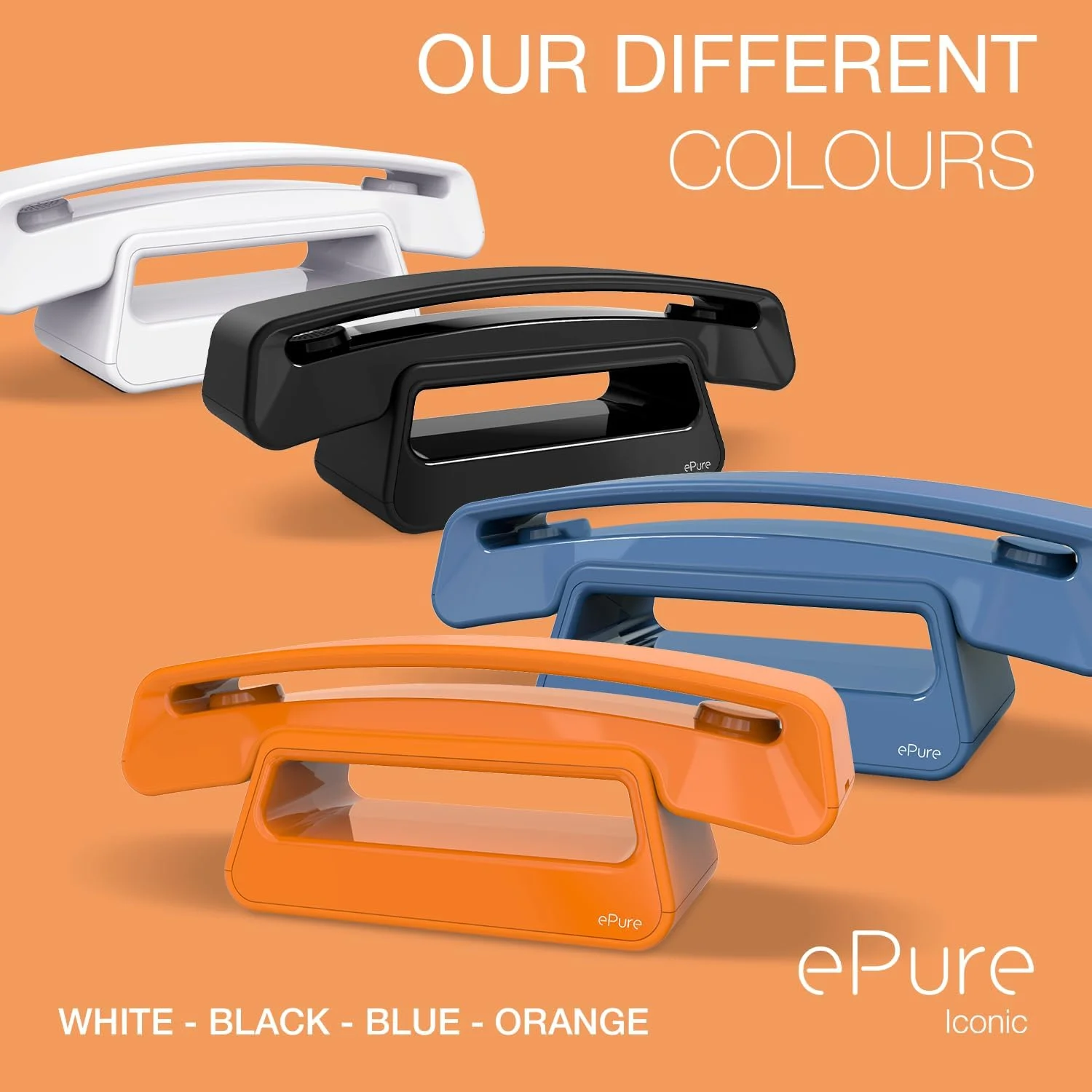 تلفن بی سیم آلکاتل ePure Iconic - تلفن DECT - طراحی کلاسیک - صفحه نمایش گرافیکی بزرگ و خوانا - هندزفری - مسدود کردن تماس - نارنجی