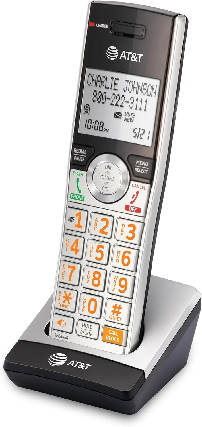 گوشی اضافه ای تی اند تی مدل CL80107 برای تلفن بی سیم سری CL82x07، CL82x57، CL82x67، CL83x07، CL84x07 گوشی اضافه ای تی اند تی مدل CL80107 برای تلفن بی سیم سری CL82x07، CL82x57، CL82x67، CL83x07، CL84x07