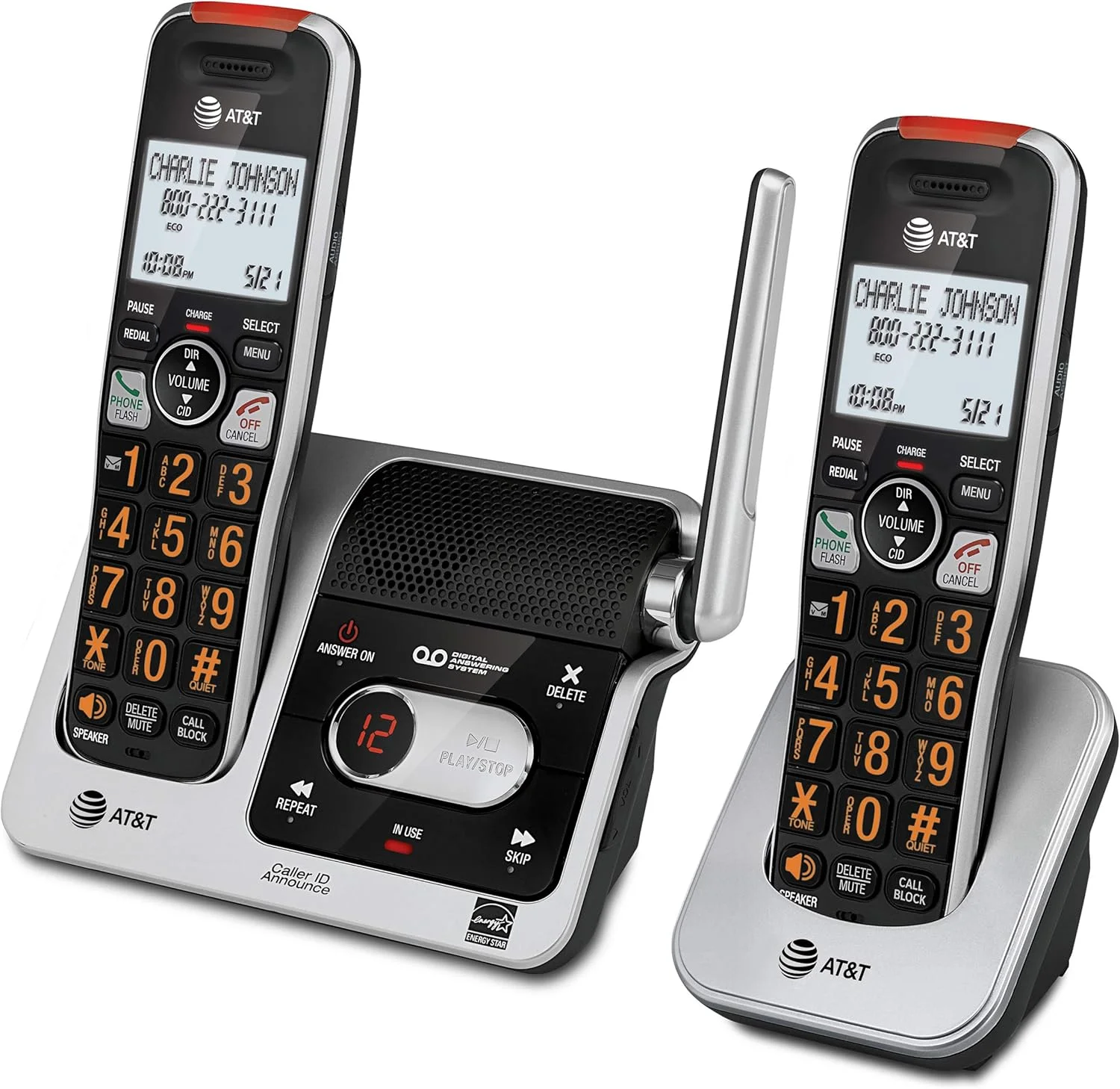 تلفن بی سیم 2 گوشی AT&T BL102-2 DECT 6.0 برای منزل با منشی تلفنی، مسدود کردن تماس، اعلام شناسه تماس گیرنده، کمک صوتی، ارتباط داخلی و برد بی نظیر، نقره ای/مشکی تلفن بی سیم 2 گوشی AT&T BL102-2 DECT 6.0 برای منزل با منشی تلفنی، مسدود کردن تماس، اعلام شناسه تماس گیرنده، کمک صوتی، ارتباط داخلی و برد بی نظیر، نقره ای/مشکی