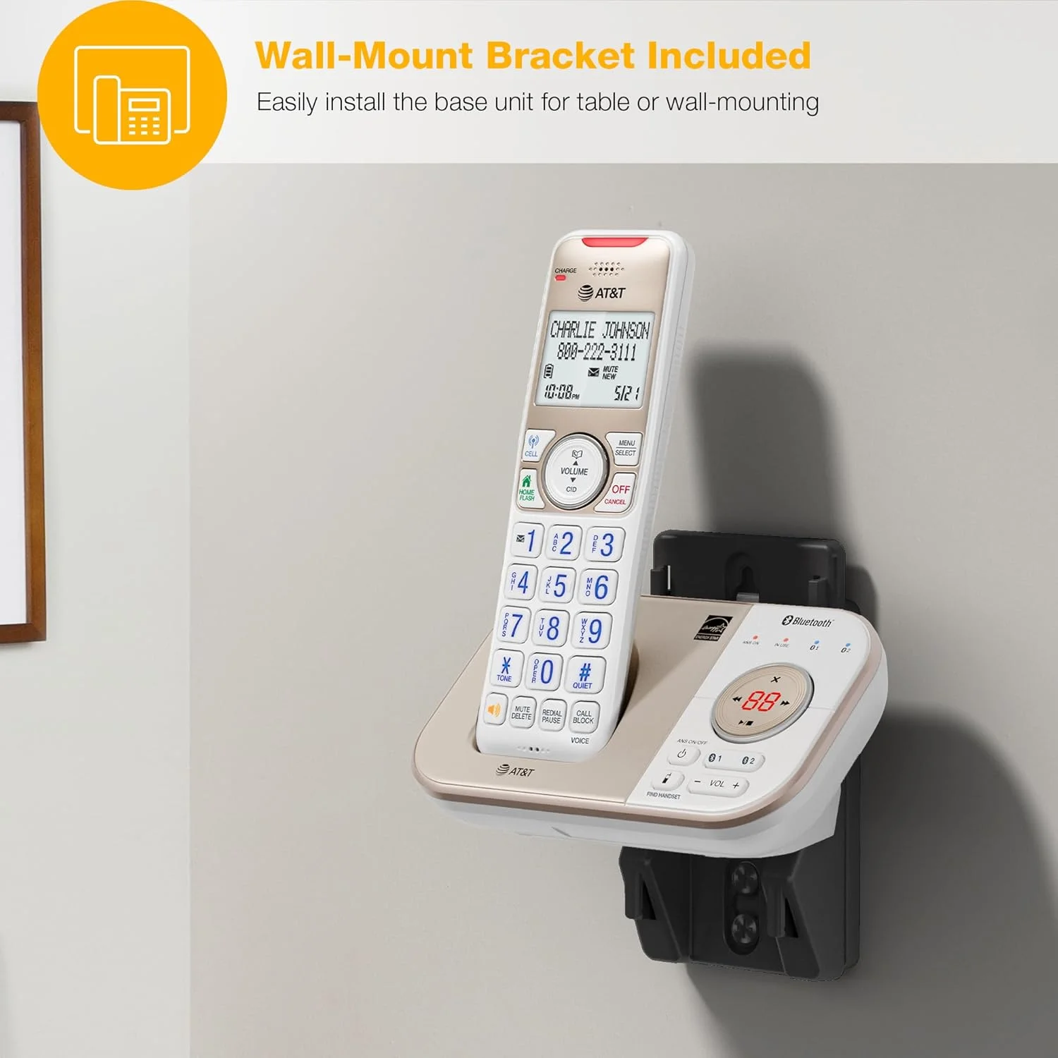 تلفن بی سیم قابل گسترش 2 گوشی AT&T DECT 6.0 بلوتوث دار برای منزل با منشی تلفنی، مسدود کننده تماس هوشمند، شناسه تماس گیرنده، ارتباط داخلی و اتصال بلوتوث به تلفن همراه: BL3112-2 (طلایی شامپاین/سفید) تلفن بی سیم قابل گسترش 2 گوشی AT&T DECT 6.0 بلوتوث دار برای منزل با منشی تلفنی، مسدود کننده تماس هوشمند، شناسه تماس گیرنده، ارتباط داخلی و اتصال بلوتوث به تلفن همراه: BL3112-2 (طلایی شامپاین/سفید)