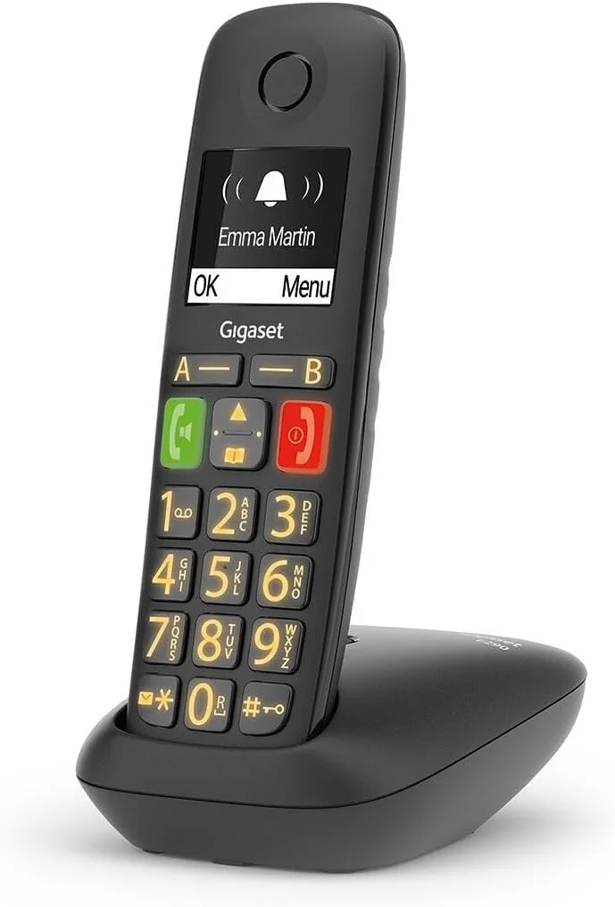 گوشی بی سیم گیگاست E290HX به همراه پایه شارژ - سازگار با Fritzbox - تلفن بی سیم مناسب سالمندان برای روتر و پایه DECT - صفحه نمایش و دکمه های بزرگ - عملکرد تقویت صدا، مشکی گوشی بی سیم گیگاست E290HX به همراه پایه شارژ - سازگار با Fritzbox - تلفن بی سیم مناسب سالمندان برای روتر و پایه DECT - صفحه نمایش و دکمه های بزرگ - عملکرد تقویت صدا، مشکی