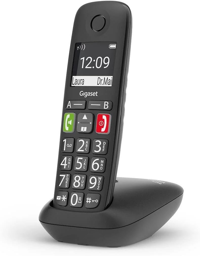 گوشی بی سیم گیگاست E290HX به همراه پایه شارژ - سازگار با Fritzbox - تلفن بی سیم مناسب سالمندان برای روتر و پایه DECT - صفحه نمایش و دکمه های بزرگ - عملکرد تقویت صدا، مشکی گوشی بی سیم گیگاست E290HX به همراه پایه شارژ - سازگار با Fritzbox - تلفن بی سیم مناسب سالمندان برای روتر و پایه DECT - صفحه نمایش و دکمه های بزرگ - عملکرد تقویت صدا، مشکی