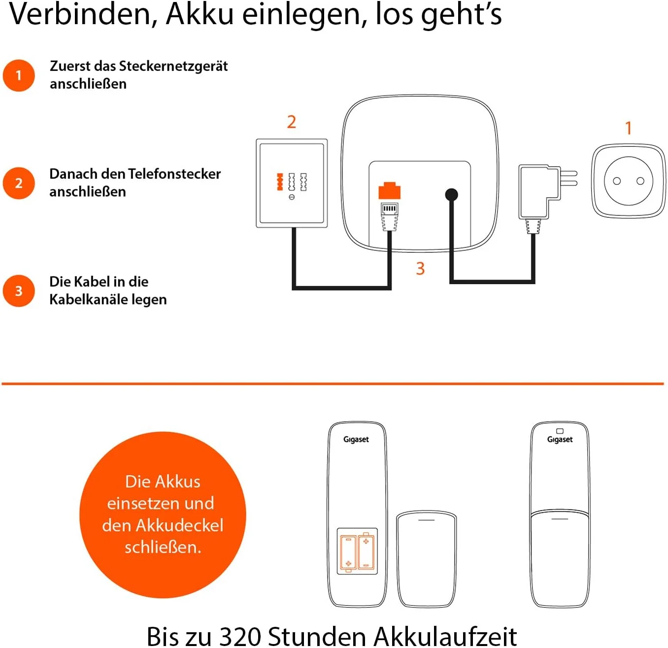 تلفن بی سیم DECT مخصوص سالمندان Gigaset E560 - دکمه تماس اضطراری برای 4 شماره SOS، دکمه تنظیم صدای اضافی در کنار، عملکرد هندزفری، صفحه کلید با دکمه های بسیار بزرگ، نقره ای [نسخه آلمانی]