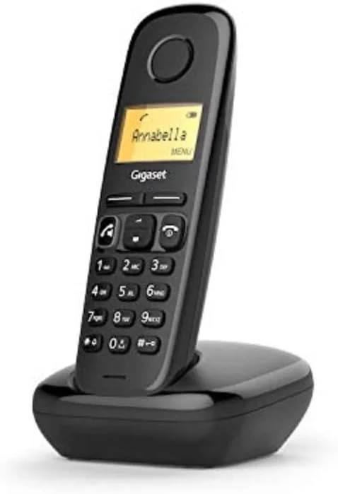 تلفن بی سیم گیگاست A270 - تلفن DECT بی سیم - صفحه نمایش گرافیکی روشن - گوشی و کلید هندزفری - صفحه کلید با کاربری آسان، مشکی [نسخه انگلستان]