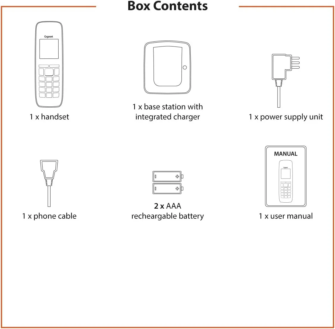 تلفن بی سیم گیگاست A270 - تلفن DECT بی سیم - صفحه نمایش گرافیکی روشن - گوشی و کلید هندزفری - صفحه کلید با کاربری آسان، مشکی [نسخه انگلستان]