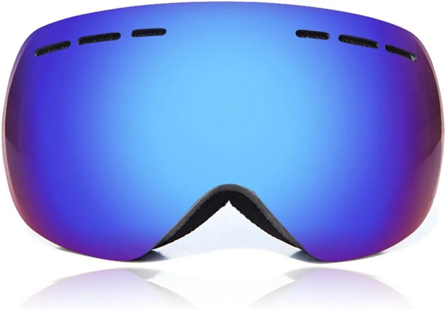 عینک اسکی دو لایه ضد باد و ضد مه مدل eWINNER BYJ-018، محافظ چشم با سطح کروی به همراه کیف زیپی EVA برای حمل و نگهداری آسان - آبی