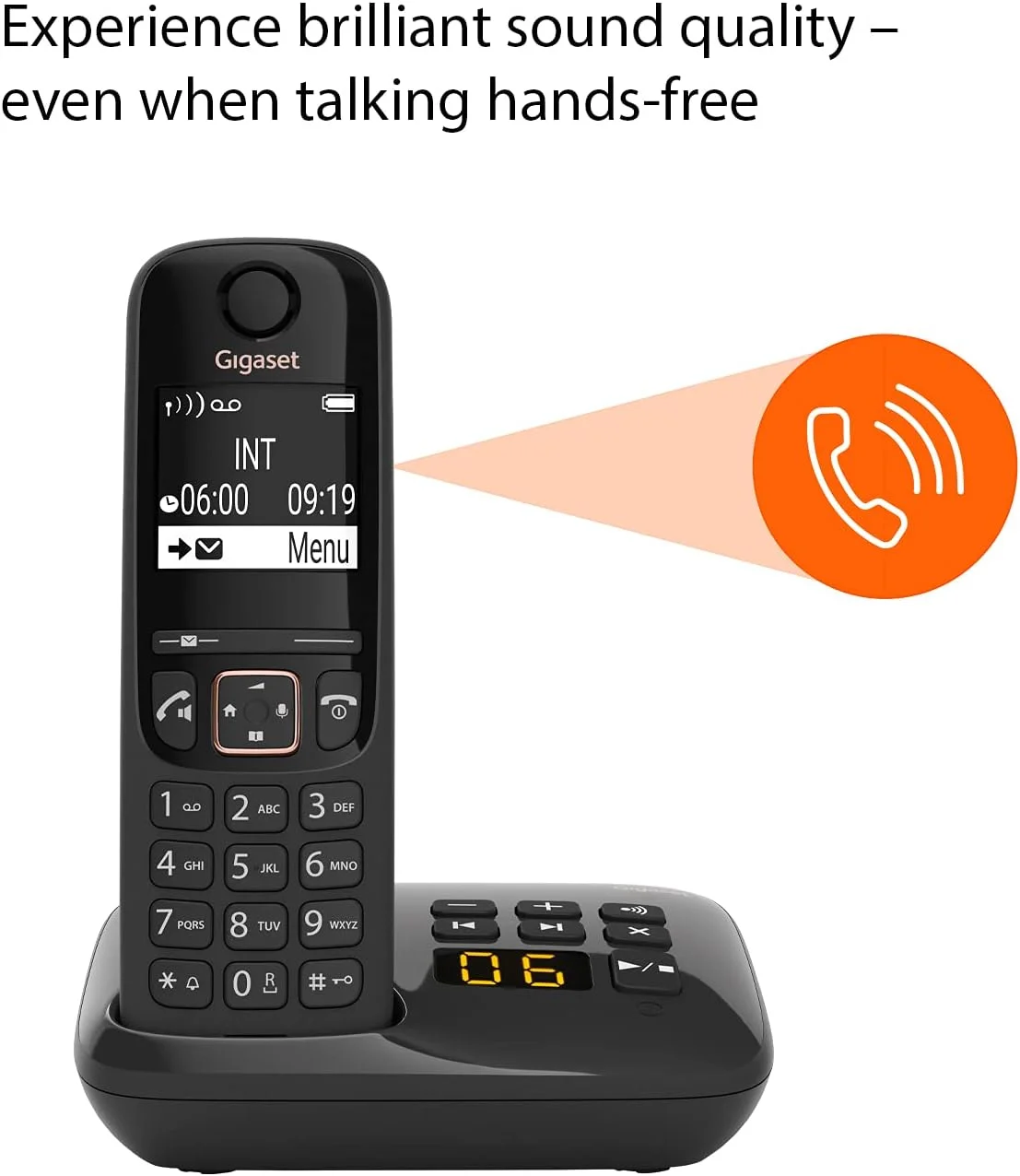 گیگاست A694 AM DUO - دو تلفن بی سیم DECT با یک دستگاه پاسخگو - دفترچه تلفن بزرگ - استفاده آسان، مشکی [نسخه انگلستان]