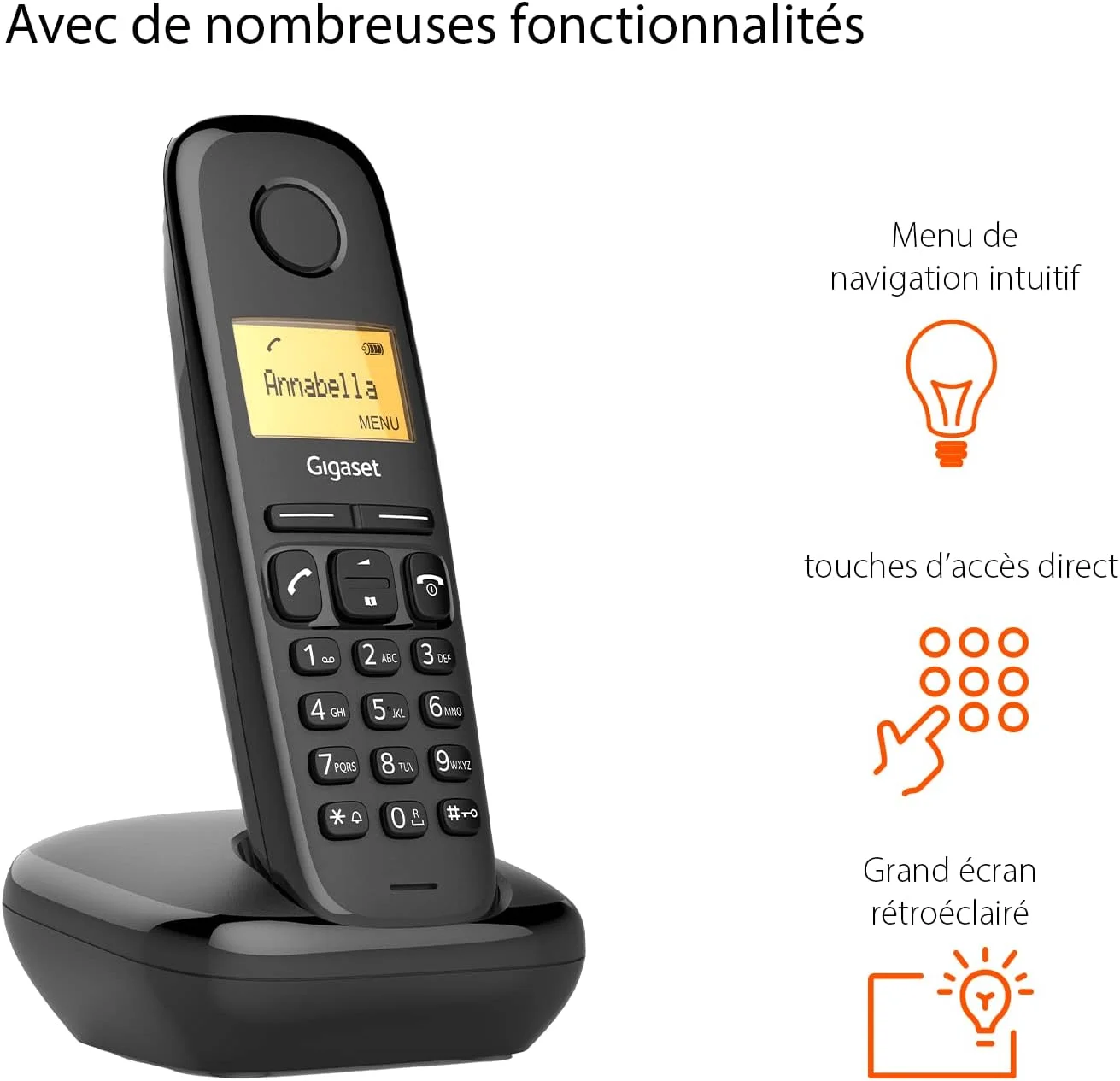 تلفن آنالوگ/دکت گیگاست A270 مشکی با قابلیت نمایش شماره تماس گیرنده تلفن آنالوگ/دکت گیگاست A270 مشکی با قابلیت نمایش شماره تماس گیرنده