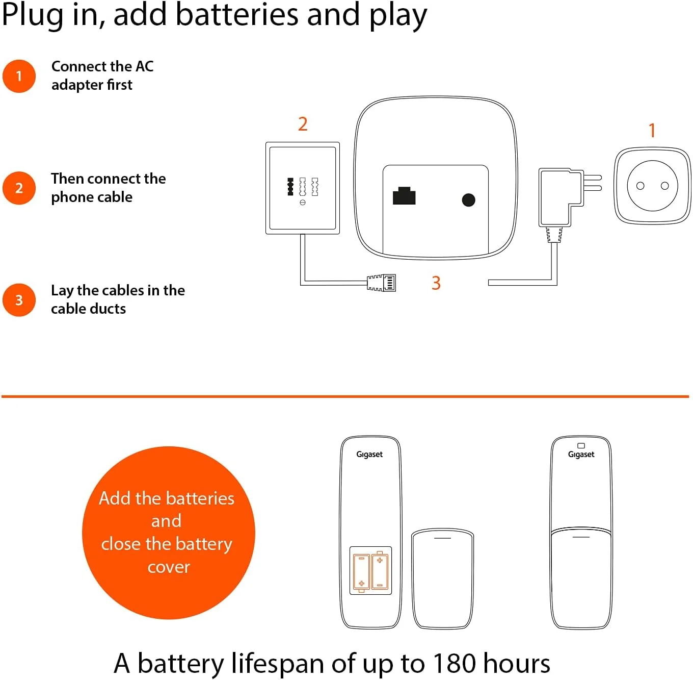 گیگاست A694 AM DUO - دو تلفن بی سیم DECT با یک دستگاه پاسخگو - دفترچه تلفن بزرگ - استفاده آسان، مشکی [نسخه انگلستان]