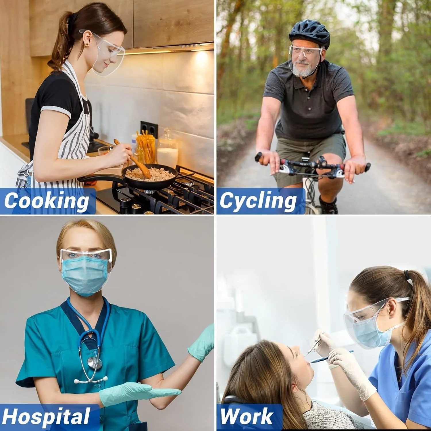 محافظ صورت شفاف eWINNER، بسته 2 عددی، TPU شفاف، قابل تنظیم، بادوام، قابل شستشو، سازگار با عینک و سایر پوشش های صورت، محافظ صورت کامل ایمنی، محافظ دهان و صورت کامل محافظ صورت شفاف eWINNER، بسته 2 عددی، TPU شفاف، قابل تنظیم، بادوام، قابل شستشو، سازگار با عینک و سایر پوشش های صورت، محافظ صورت کامل ایمنی، محافظ دهان و صورت کامل