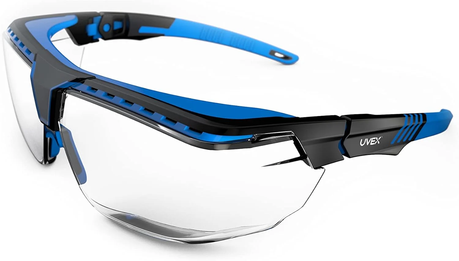 عینک ایمنی یووکس آواتار مدل OTG مشکی/آبی، لنز شفاف AR/HC
