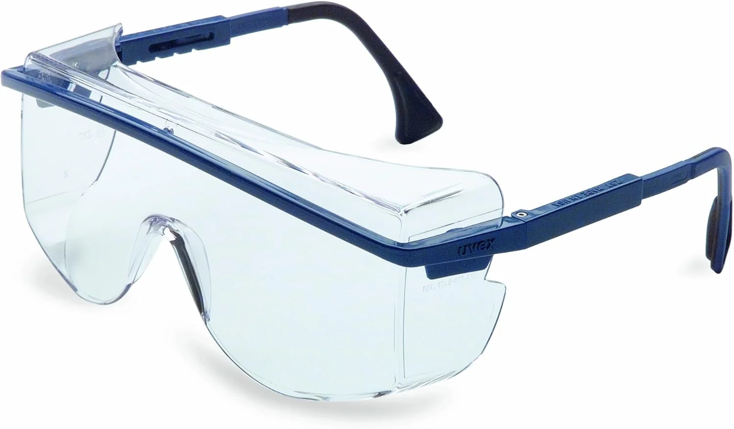 عینک محافظ چشم UVEX by Honeywell 763-S2510 Astrospec OTG 3001، Ultra-Dura، شفاف، آبی، آبی/شفاف