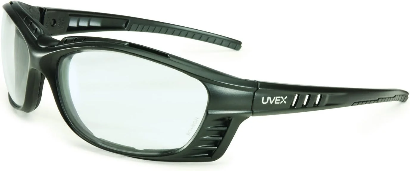 عینک ایمنی درزگیری شده Uvex Livewire، فریم مشکی مات، لنز شفاف با پوشش ضد بخار Hydro Shield