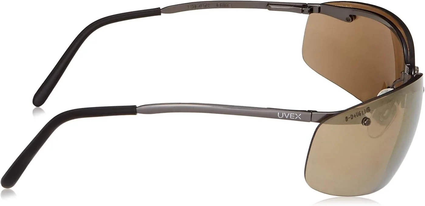 عینک ایمنی هانیول یووکس مدل S4112 Slate، فریم Gunmetal مات، لنز با پوشش سخت آینه ای طلایی