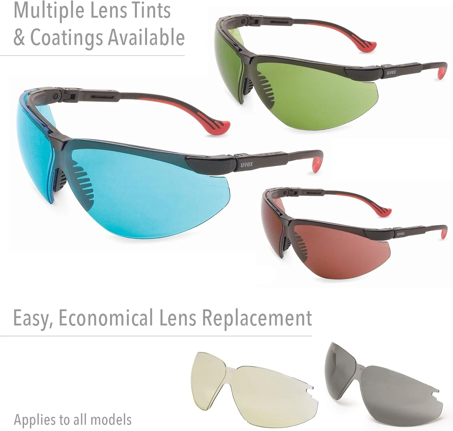 عینک ایمنی UVEX by Honeywell Genesis XC، فریم مشکی با لنز خاکستری و پوشش ضد بخار HydroShield (S3301HS)