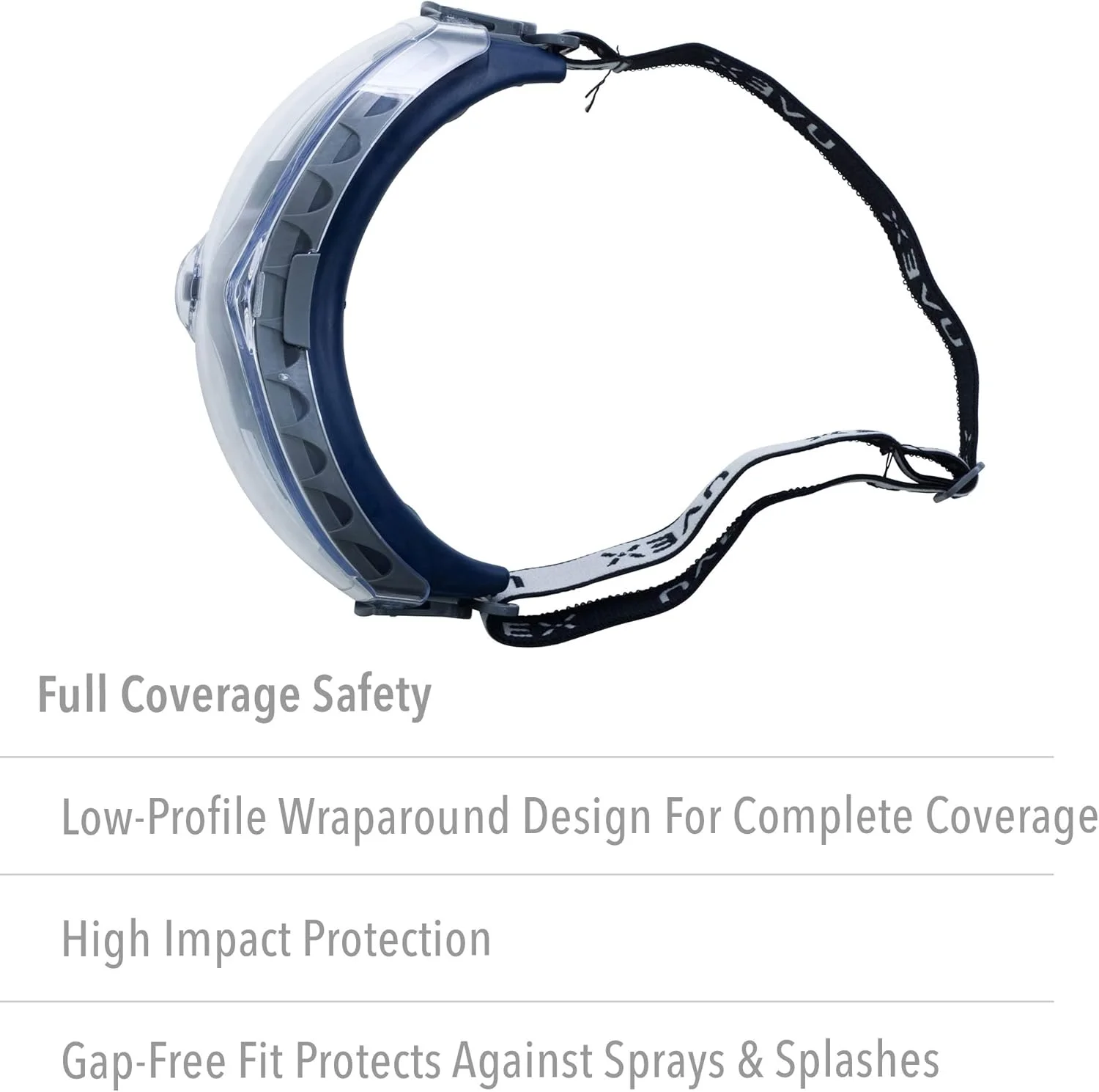 عینک ایمنی یووکس مدل Stealth OTG با لنز شفاف ضد بخار HydroShield و هدبند پارچه ای (S3970HSF)