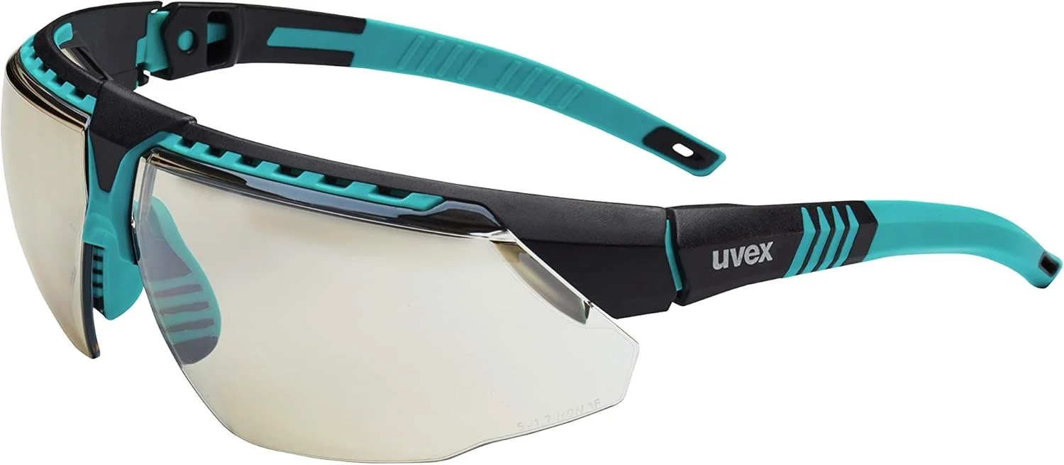 عینک ایمنی UVEX by Honeywell Avatar، فریم آبی-سبز با لنز SCT-Reflect 50 و پوشش سخت ضد خش (S2884)