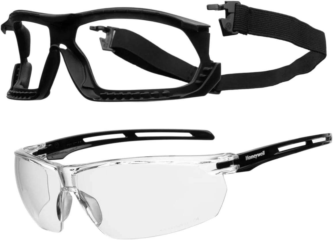 عینک ایمنی هانیول مدل Tirade™ با پوشش ضد بخار ShieldPlus®، طراحی دی الکتریک، مناسب برای صنایع نفت و گاز/شیمیایی/ساخت و ساز/تاسیسات، رنگ دسته مشکی براق، لنز شفاف، 1036830 (تک عددی)