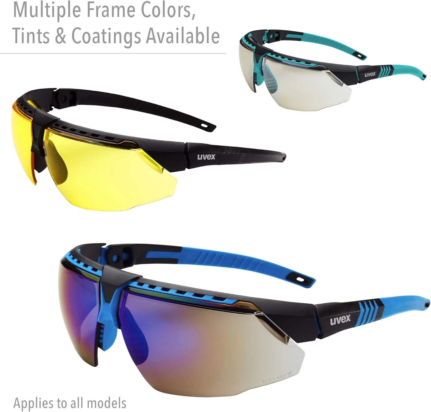 عینک ایمنی UVEX by Honeywell Avatar، فریم آبی-سبز با لنز SCT-Reflect 50 و پوشش سخت ضد خش (S2884)