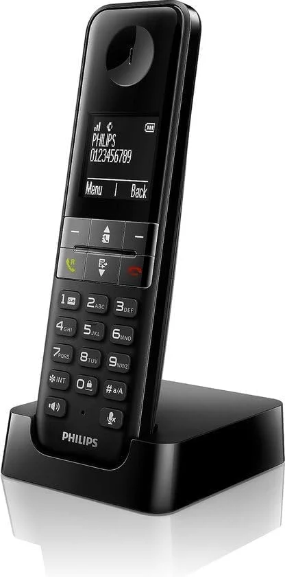 تلفن بی سیم DECT فیلیپس مدل D4701B با 16 ساعت مکالمه، صفحه نمایش 4.6 سانتی متری و قابلیت مکالمه هندزفری تلفن بی سیم DECT فیلیپس مدل D4701B با 16 ساعت مکالمه، صفحه نمایش 4.6 سانتی متری و قابلیت مکالمه هندزفری