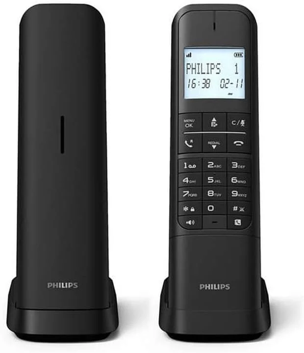 تلفن بی سیم ثابت فیلیپس مدل M4702B/12-2 DECT، صفحه نمایش 4.6 سانتی متری، صفحه نمایش LCD، نور پس زمینه، دفترچه تلفن 50 شماره، هندزفری، کلیدهای قابل برنامه ریزی، صدای HQ - مشکی (سازگار: ES, per) تلفن بی سیم ثابت فیلیپس مدل M4702B/12-2 DECT، صفحه نمایش 4.6 سانتی متری، صفحه نمایش LCD، نور پس زمینه، دفترچه تلفن 50 شماره، هندزفری، کلیدهای قابل برنامه ریزی، صدای HQ - مشکی (سازگار: ES, per)