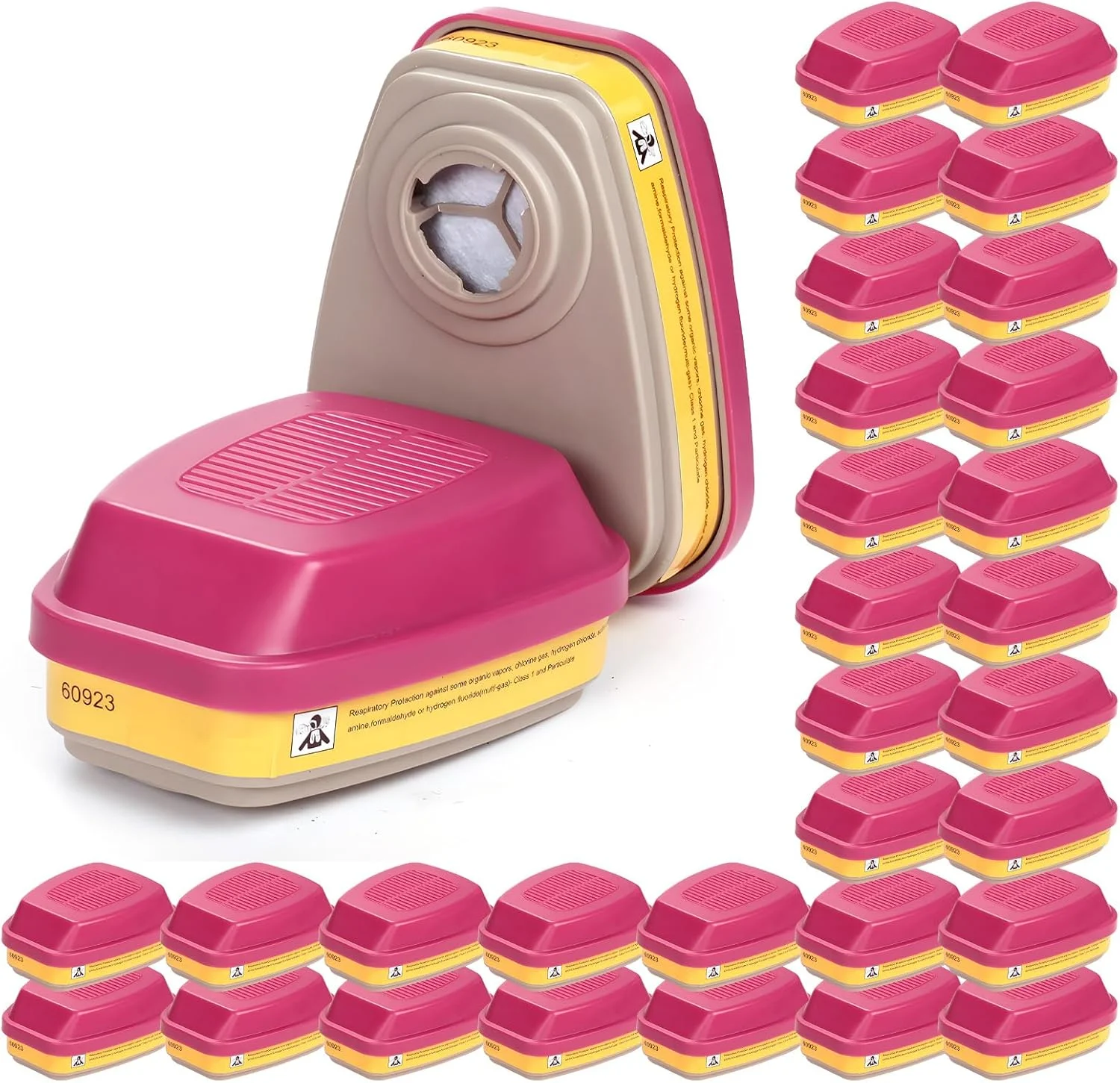 کارتریج تنفسی Evkocu 60923، فیلتر تنفسی برای نیم صورت و تمام صورت سری های 6000، 7000 و FF-400، فیلتراسیون موثر بخارات آلی، گازهای اسیدی و ذرات معلق، 15 جفت