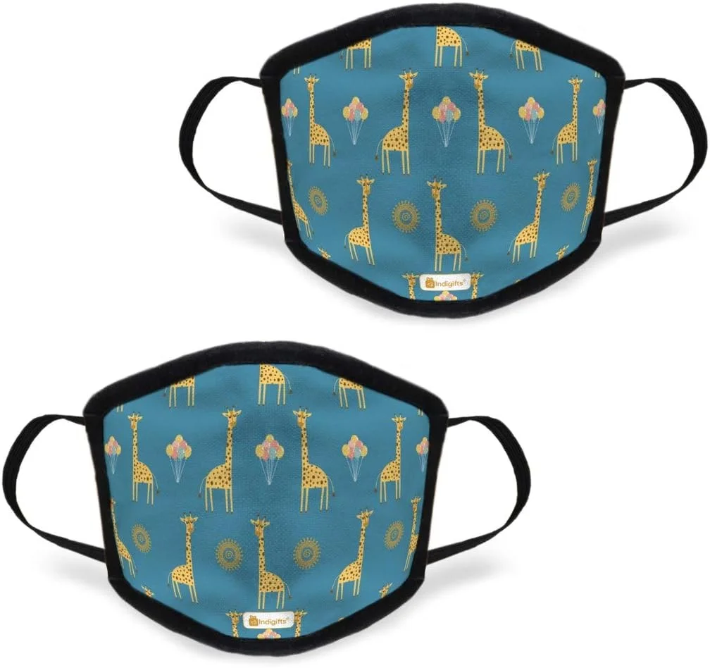 ماسک ضد آلودگی ایندیگیفت برای مردان/زنان، ماسک صورت قابل شستشو (سایز متوسط، униsex، 2 عدد) - محافظ صورت ضد گرد و غبار، ماسک بینی طرح دار برای بزرگسالان/دختران/پسران، ماسک های نیم صورت چاپی