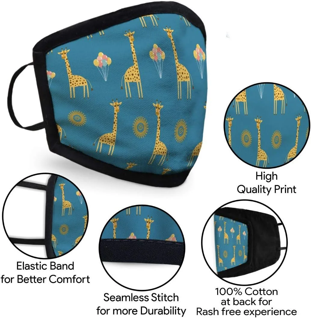 ماسک ضد آلودگی ایندیگیفت برای مردان/زنان، ماسک صورت قابل شستشو (سایز متوسط، униsex، 2 عدد) - محافظ صورت ضد گرد و غبار، ماسک بینی طرح دار برای بزرگسالان/دختران/پسران، ماسک های نیم صورت چاپی