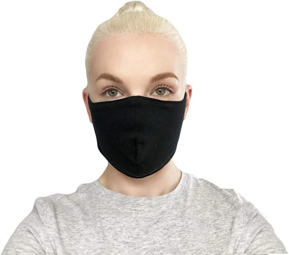 کیت اند لوی - ماسک صورت مشکی 100% پنبه ارگانیک برای بزرگسالان - ساخت کانادا - قابل استفاده مجدد، نرم و تنفسی، با بند دور سر و گردن