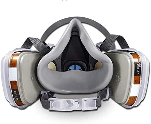 ELASUN بسته 1 عددی، ماسک نیم صورت 7 در 1 مدل 6200 قابل استفاده مجدد، مناسب برای محافظت در برابر رنگ آمیزی با اسپری و گازهای شیمیایی، مناسب برای صنایع شیمیایی و فرمالدئید (سایز متوسط)