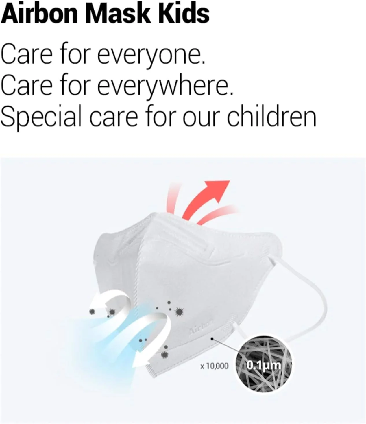 ماسک صورت کودک ایر کویین - ماسک صورت نانوالیاف قابل تنفس و قابل استفاده مجدد برای کودکان 4 تا 12 سال، بسته بندی تکی - ایر کویین