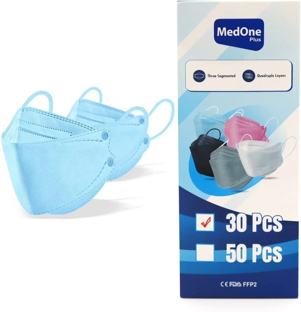 ماسک صورت یکبار مصرف بزرگسال بسته بندی جداگانه، ماسک صورت 4 لایه فیلتردار رنگی (50 عدد)