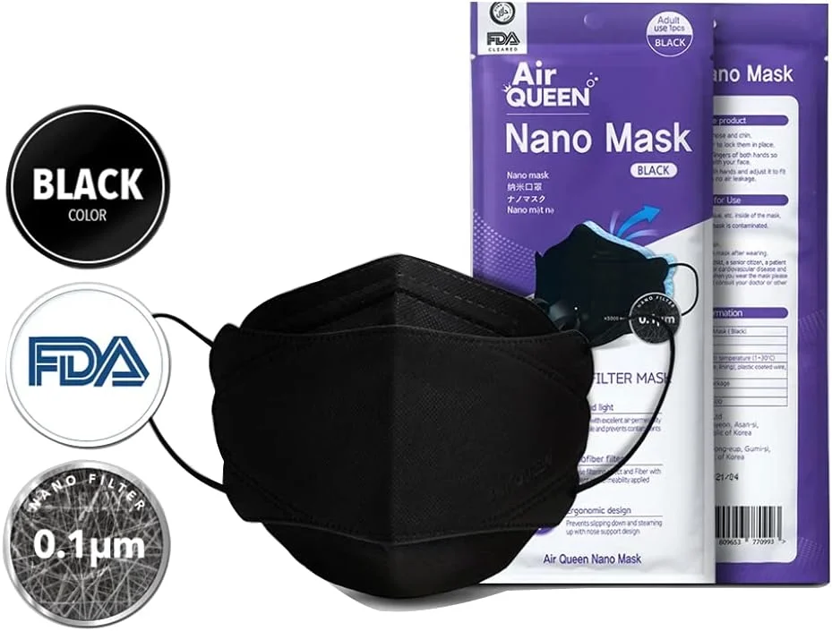 ماسک نانو مشکی ایر کویین، 30 بسته، سایز بزرگ و استیکر ماسک با رایحه نعناع، مدل Speech Bubble، 8 عدد در هر بسته، 1 بسته، ساخت کره