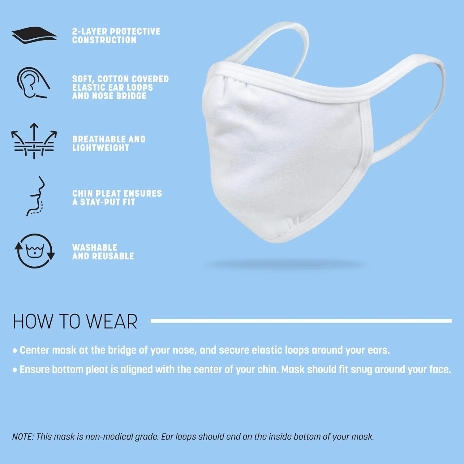 ماسک صورت نخی دو لایه بزرگسال و جوانان گیلدان (بسته های 12 و 24 عددی)