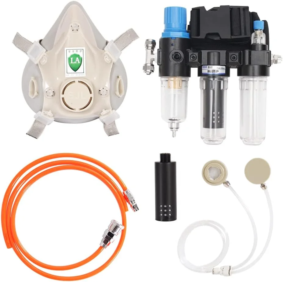 ست تنفسی نیم صورت Trudsafe با هوای تامین شده برای نقاشی، ماسک نیم صورت با هوای تغذیه شده برای رنگ آمیزی اسپری، پولیش و گرد و غبار، ست با هوای تغذیه شده سازگار با کمپرسور هوا