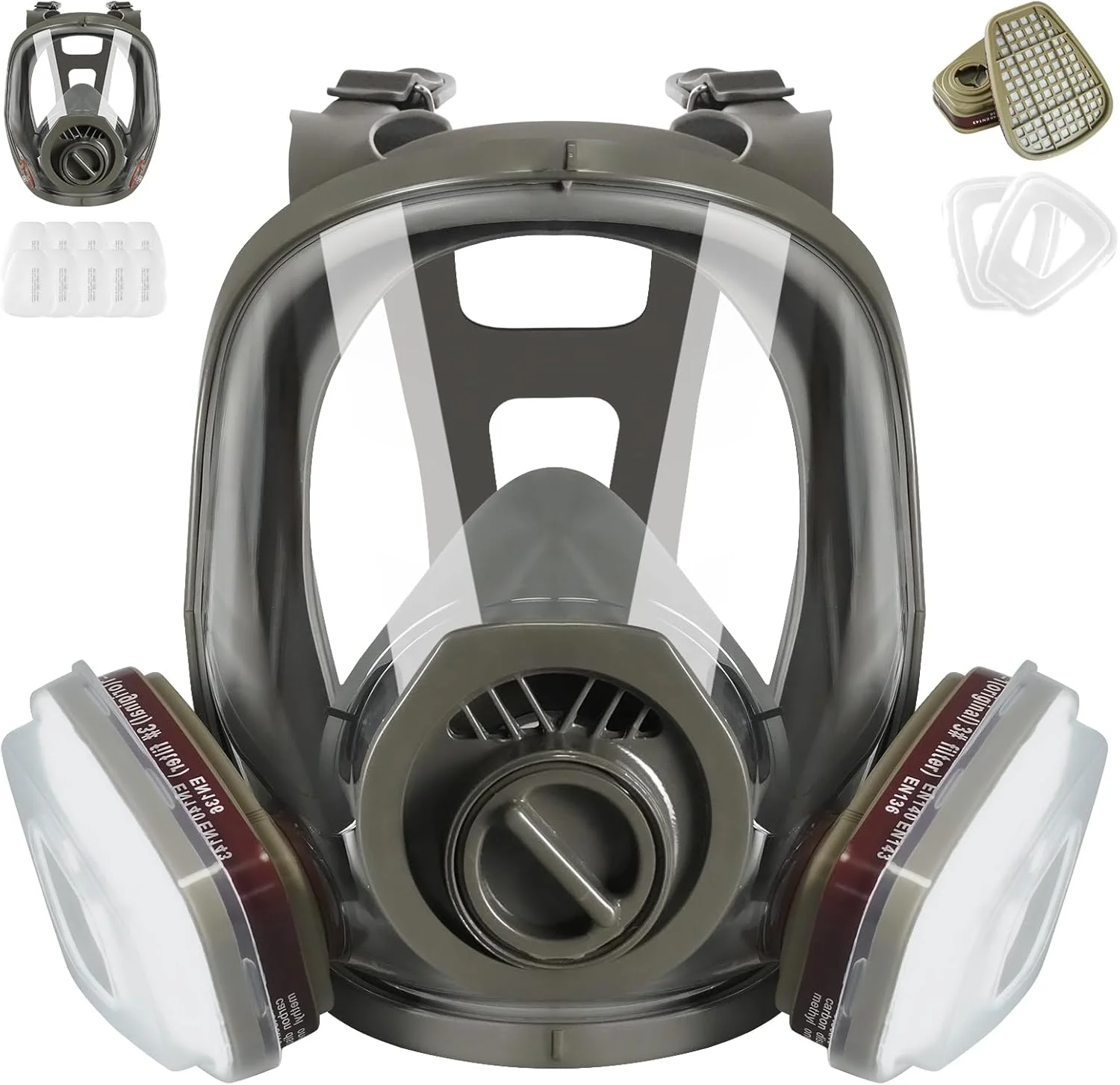 ماسک تمام صورت قابل استفاده مجدد، ماسک تنفسی، ماسک گرد و غبار با فیلتر، ماسک ضد مه، ماسک گاز، نظامی برای رنگ آمیزی، گرد و غبار، فرمالدئید، رزین اپوکسی، سنگ زنی، برش و جوشکاری