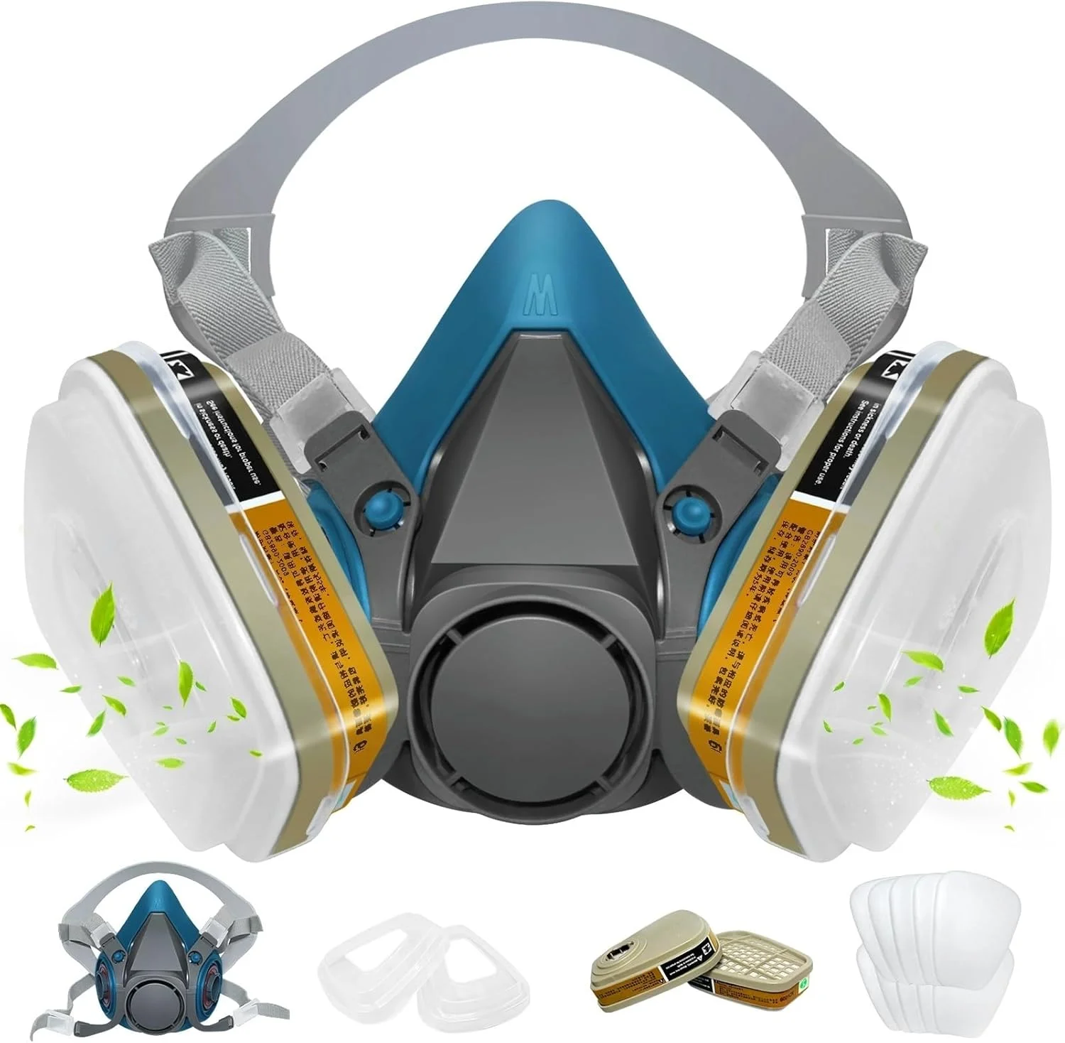 ماسک تنفسی LMINHAN، ماسک تنفسی رنگ آبی با فیلترهای 6001 برای مواد شیمیایی، رنگ اسپری، رزین اپوکسی، نجاری، بخارات/گازهای آلی، سنباده زنی ماسک تنفسی LMINHAN، ماسک تنفسی رنگ آبی با فیلترهای 6001 برای مواد شیمیایی، رنگ اسپری، رزین اپوکسی، نجاری، بخارات/گازهای آلی، سنباده زنی