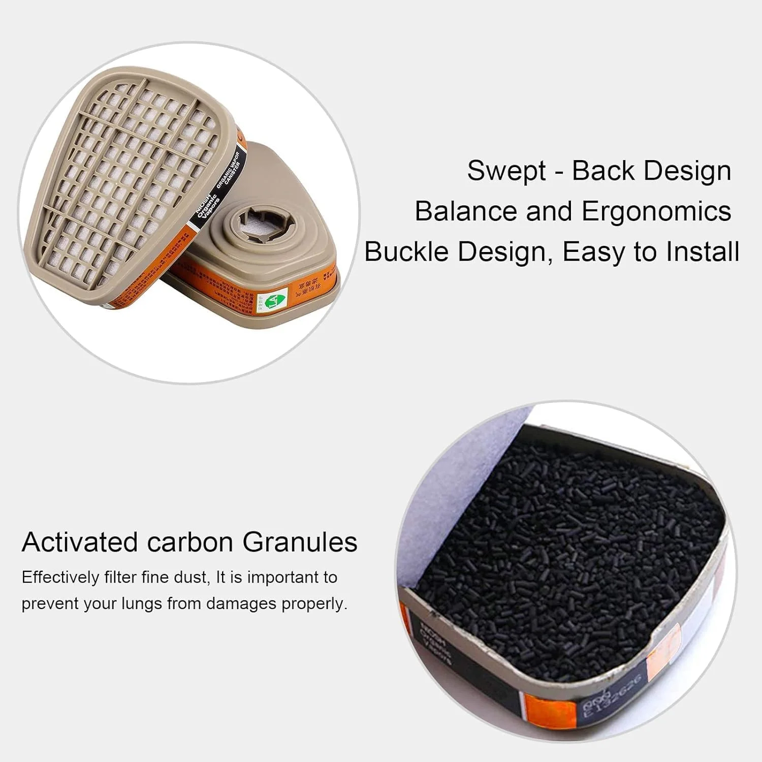 ماسک تنفسی ANUNU با فیلتر برای نقاشی، ماسک شیمیایی با عینک ایمنی برای رزین اپوکسی، گرد و غبار