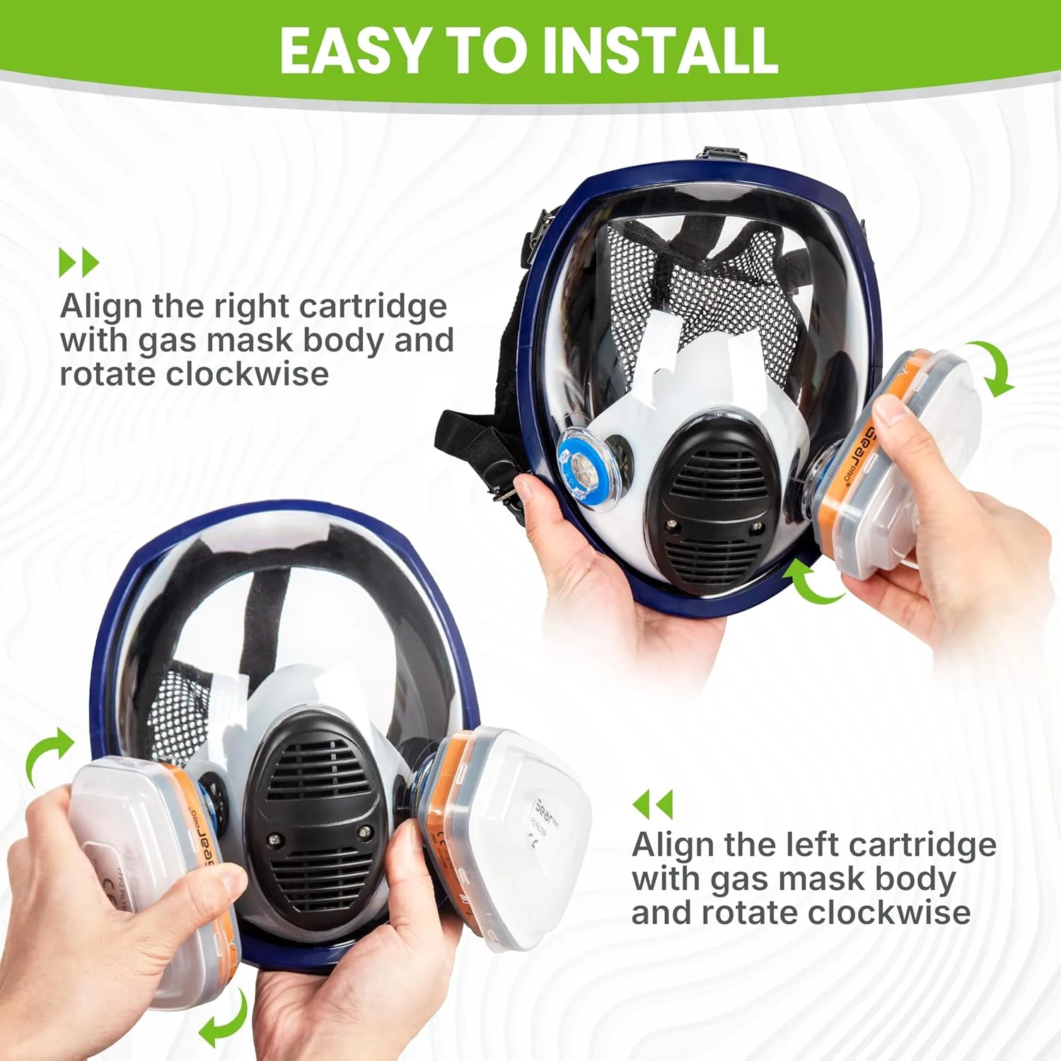 ماسک تنفسی AirGearPro G-750، ماسک کامل با فیلتر A1P2، ضد مه، ضد گاز، ضد گرد و غبار، ماسک گاز، ایده آل برای نقاشی، نجاری، ساخت و ساز، سنگ زنی، سمپاشی، مواد شیمیایی، کارهای DIY