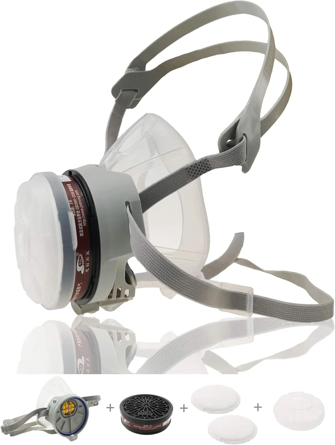 ماسک تنفسی نیم صورت قابل استفاده مجدد SYINE، محافظ تنفسی رنگ پاشی، ماسک گاز چند منظوره ضد گرد و غبار، متوسط (ماسک + 1 بسته کارتریج)