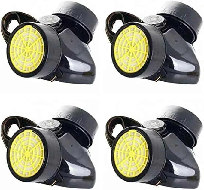 ماسک تنفسی ایمنی با فیلتر دوگانه، مشکی، بسته 4 عددی