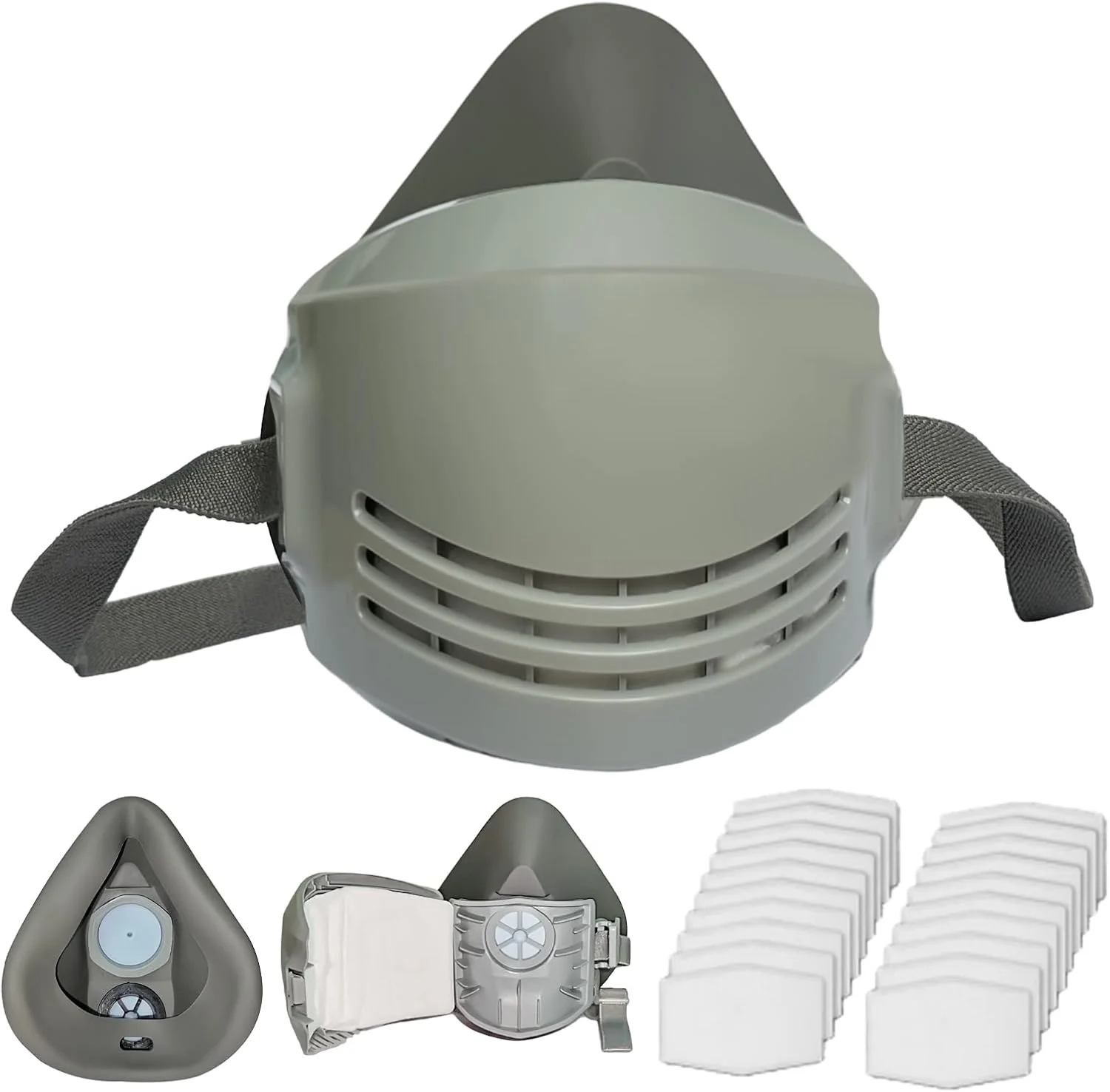 ماسک تنفسی ضد گرد و غبار قابل استفاده مجدد با 20 عدد پنبه فیلتر، محافظ صورت نیمه شیمیایی ایمنی برای نجاری، نقاشی، گاز، رزین اپوکسی، بخارات آلی، سمپاشی، سنباده زنی، برش