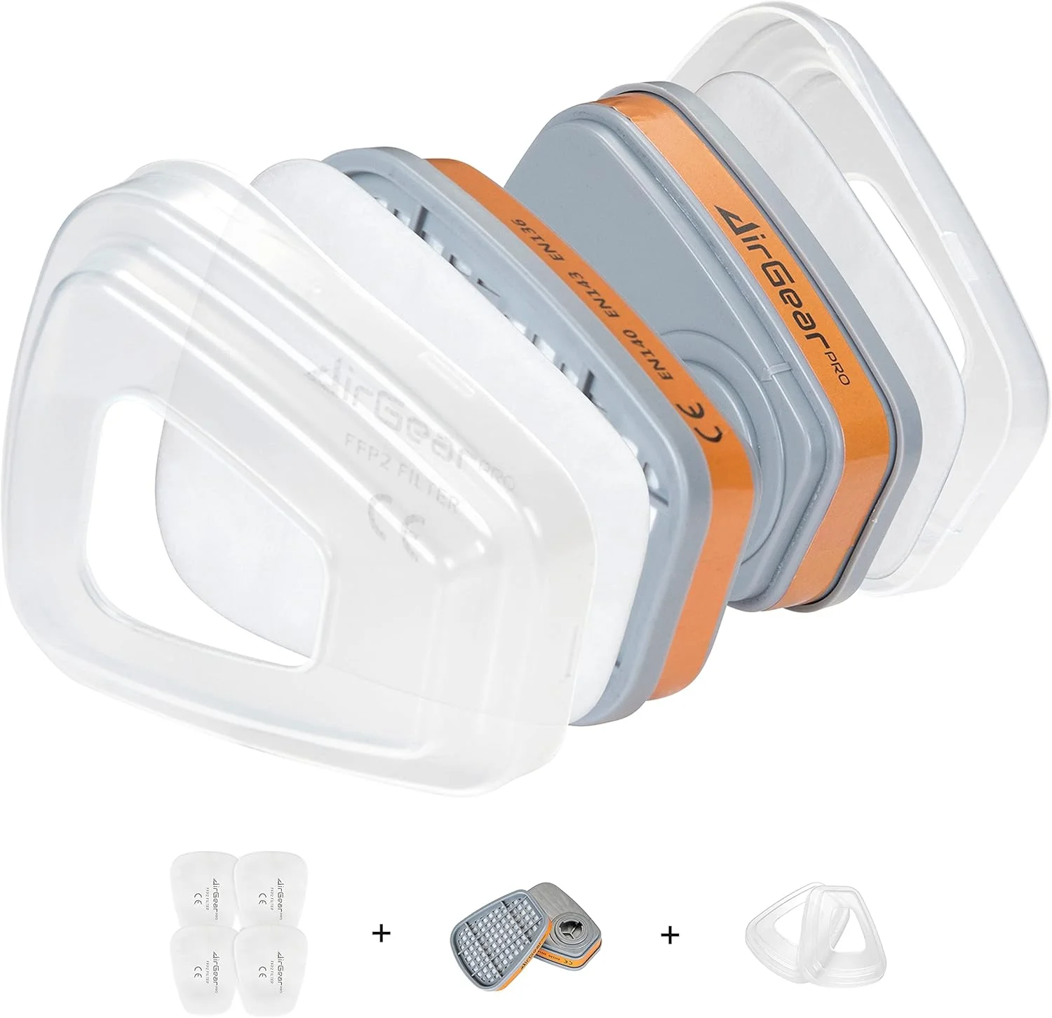فیلترهای کربن فعال AirGearPro F-500 برای ماسک تنفسی قابل استفاده مجدد | فیلترهای ماسک ضد گرد و غبار ایده آل برای نقاشی، نجاری، ساخت و ساز، سمباده زنی، سمپاشی، مواد شیمیایی، کارهای DIY، زباله های سمی و غیره.