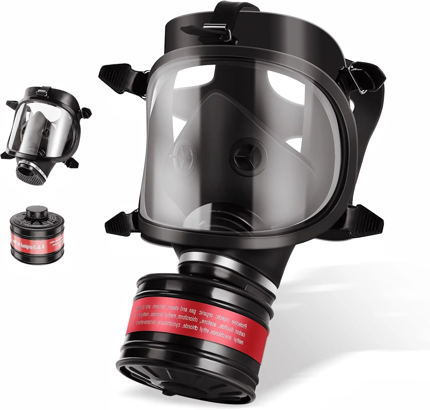 ماسک تنفسی تمام صورت GSHUBB برای بقا در شرایط هسته ای و شیمیایی، ماسک گاز تمام صورت با فیلتر کربن فعال 40 میلی متری، مناسب برای مصارف صنعتی، نقاشی، بخارات آلی، جوشکاری، پولیش کاری، مشکی