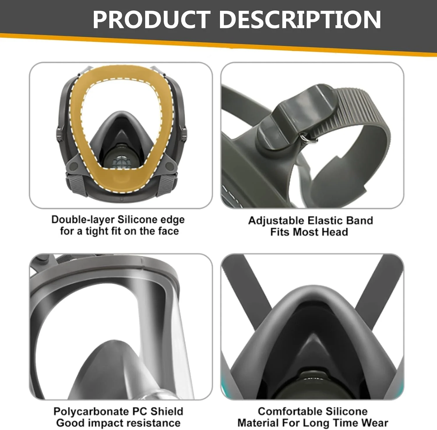 ماسک تنفسی گاز با فیلتر 40 میلی متری، ماسک گاز برای بقا در محیط های هسته ای و شیمیایی، محافظت در برابر گازها، بخارات، دودها و گرد و غبار