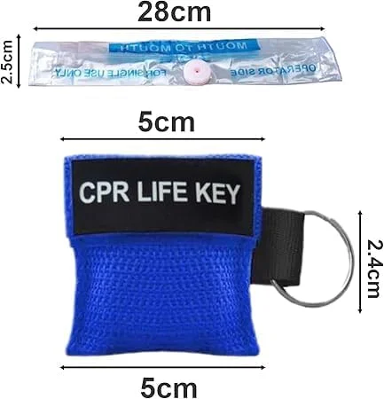 مجموعه 6 عددی ماسک تنفسی اویكروئاتس، کمک های اولیه، ماسک تنفسی، جاکلیدی با دریچه یک طرفه، تنفس، محافظت از تهویه دهان به دهان، پارچه تهویه برای کمک های اولیه یا آموزش AED (قرمز)