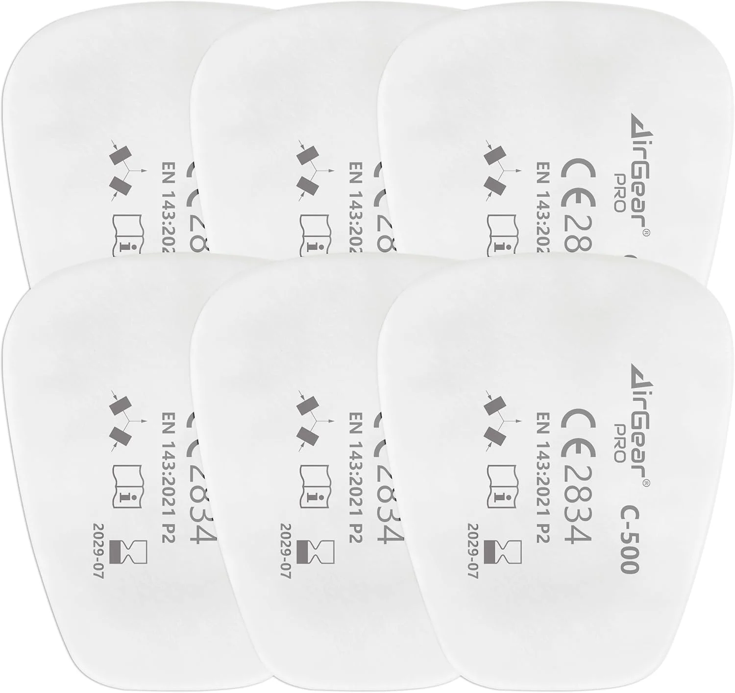 فیلترهای AirGearPro C-500 برای ماسک تنفسی قابل استفاده مجدد | فیلترهای تنفسی ضد گرد و غبار ایده آل برای نقاشی، نجاری، ساخت و ساز، سمباده زنی، سمپاشی، مواد شیمیایی، کارهای DIY و غیره