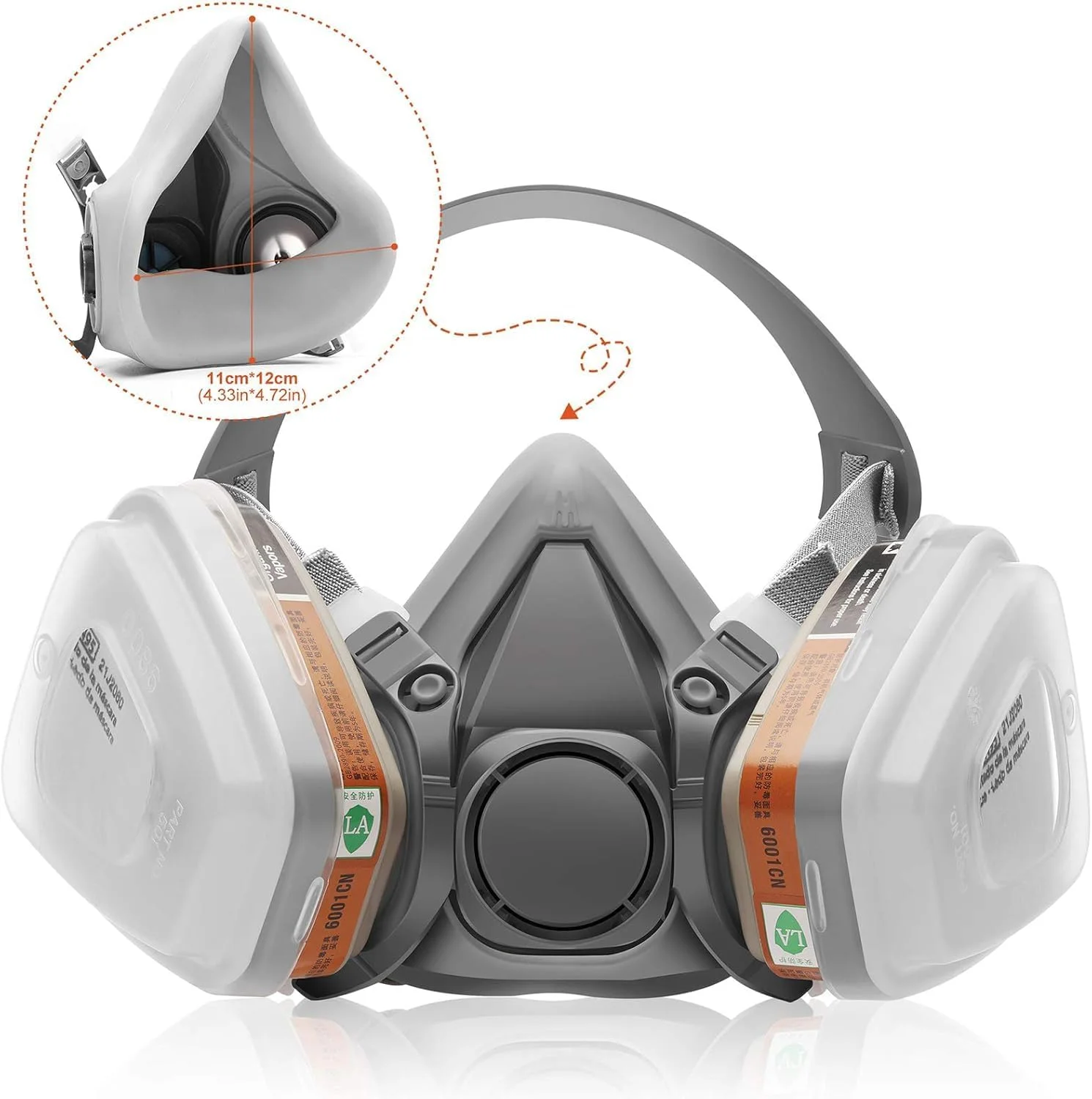 ماسک تنفسی نیم صورت قابل استفاده مجدد 6200 با فیلتر برای گرد و غبار، دود، آزبست، مواد شیمیایی و سایر ذرات معلق در هوا هنگام رنگ آمیزی، سمپاشی، پولیش و موارد دیگر