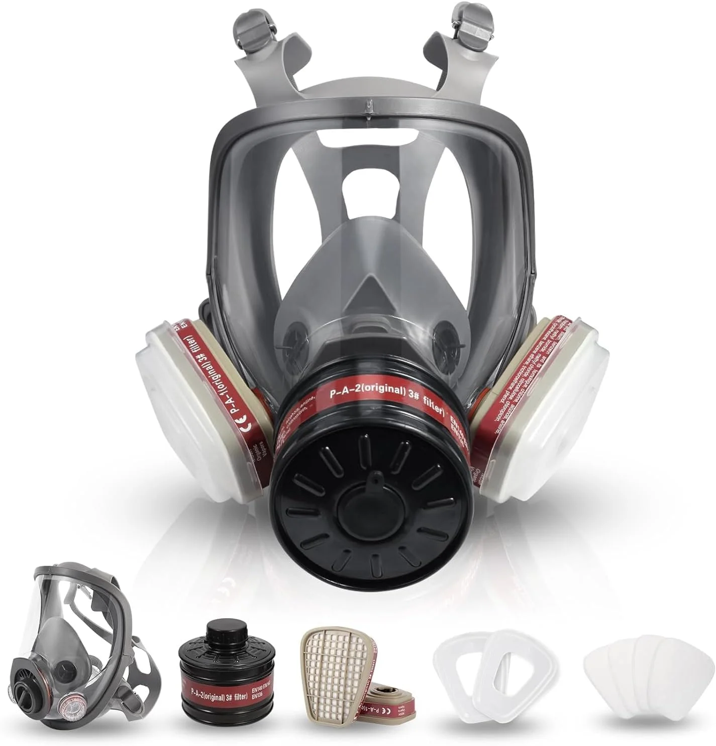 ماسک گاز ETSG بقا هسته ای و شیمیایی - ماسک تنفسی تمام صورت قابل استفاده مجدد با فیلتر کربن فعال 40 میلی متری، برای نقاشی، جوشکاری، محافظت شیمیایی، کپک، گرد و غبار، رزین اپوکسی، نجاری 6800
