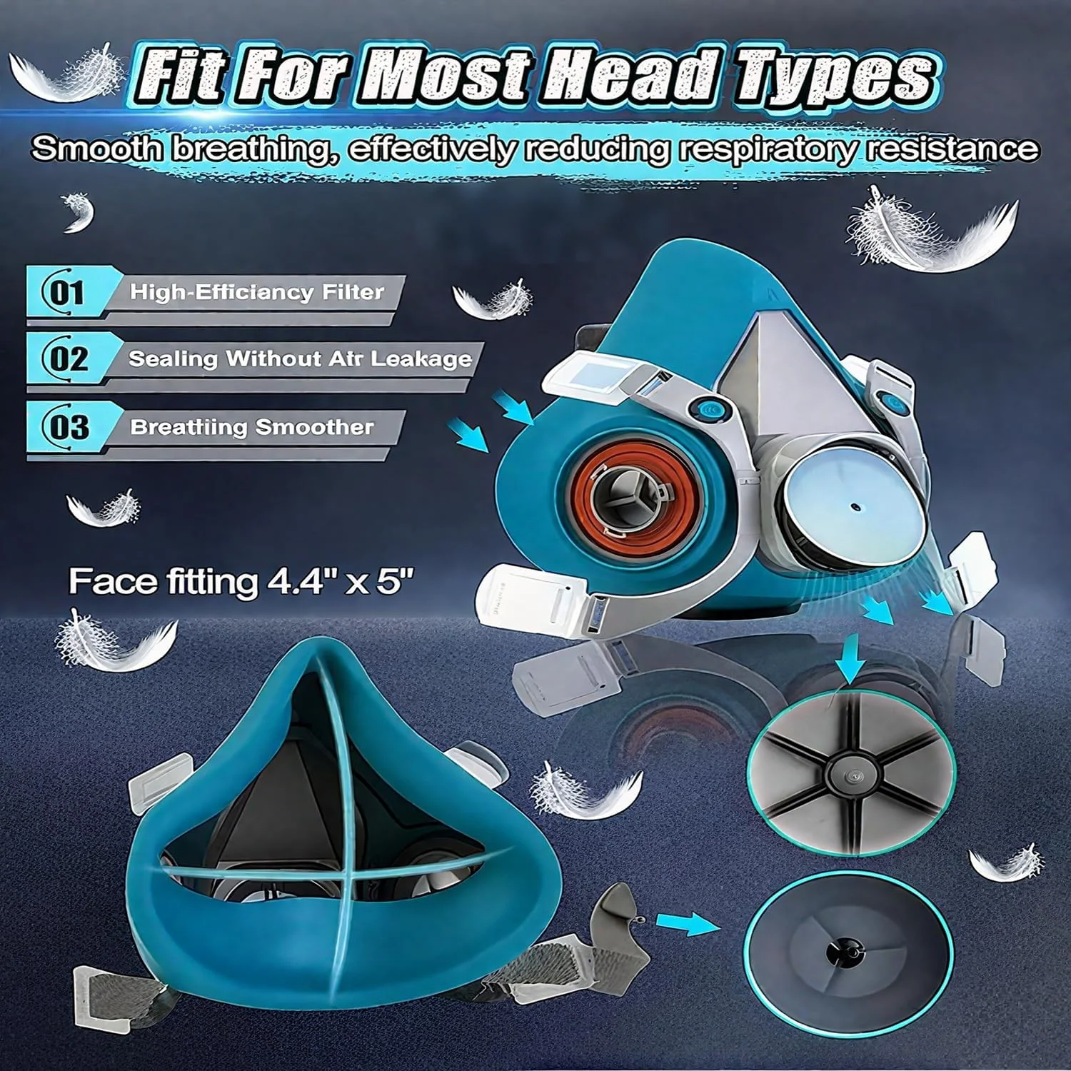 ماسک تنفسی ETSG با فیلترهای 6001، ماسک های گاز بقا هسته ای و شیمیایی برای نقاشی، بخارات آلی